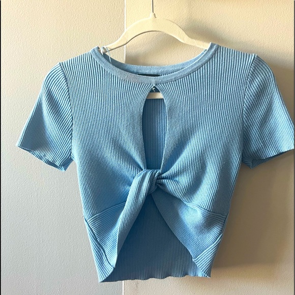 debut Tops - Light Blue Crop Top